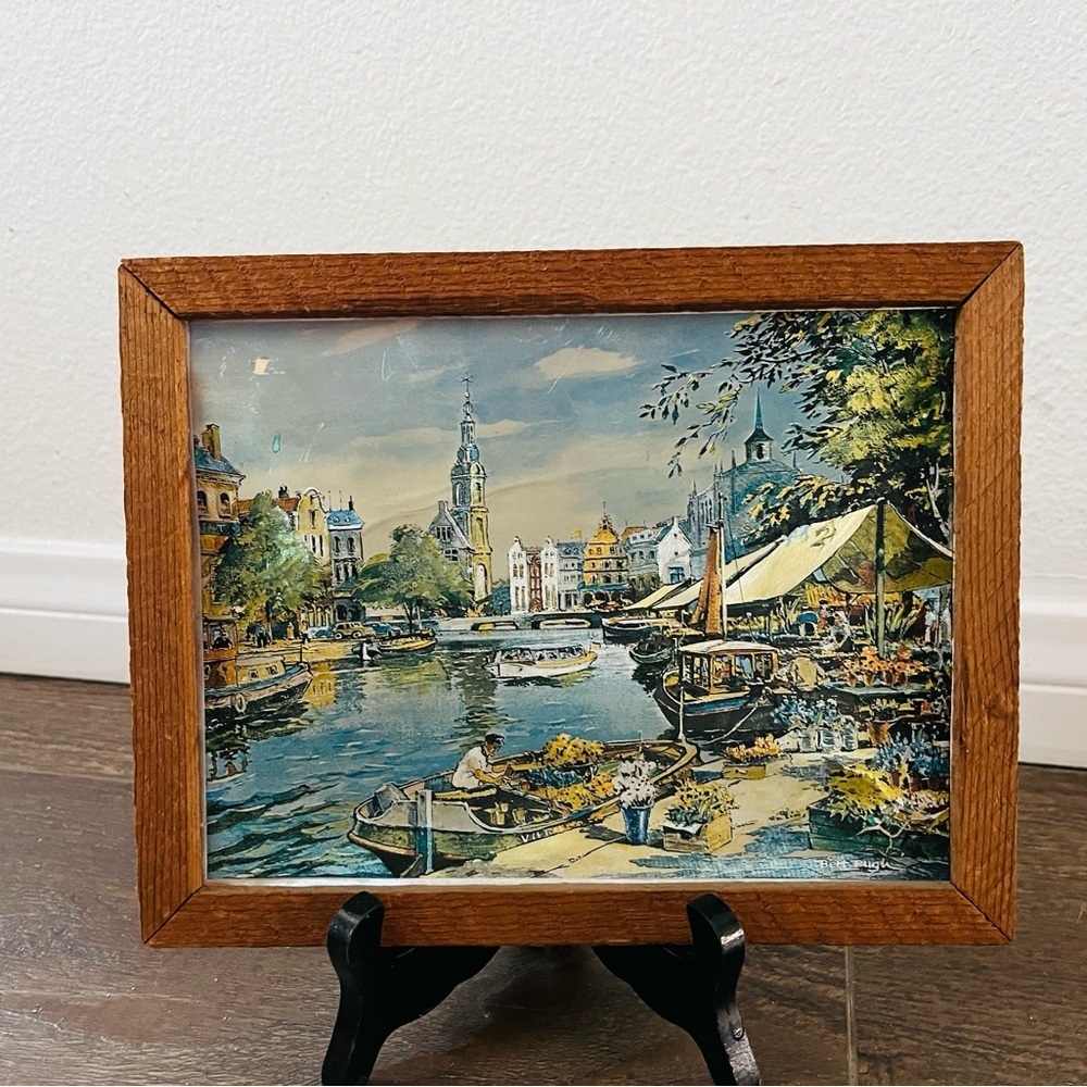 Vintage Oil Painting On Foil Picture Of The Mini Tower UK By Bert Pugh